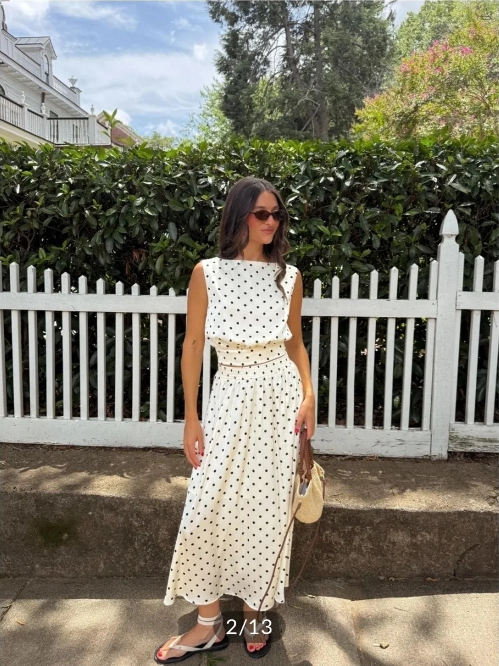 NWT Commense Polka Dot Sleeveless Top & Maxi Skirt Set, Large